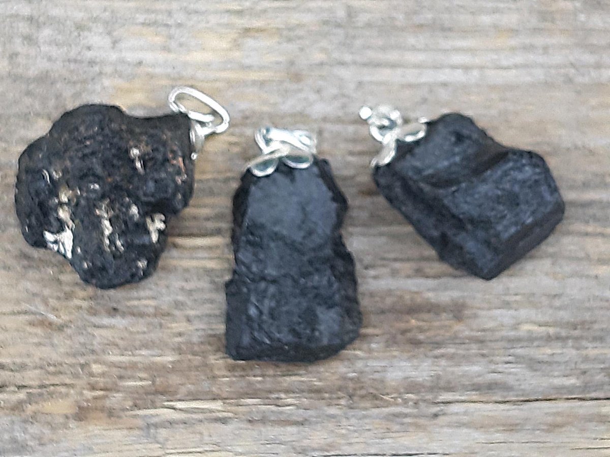 Edelsteen ruwe zwarte Toermalijn hanger XL